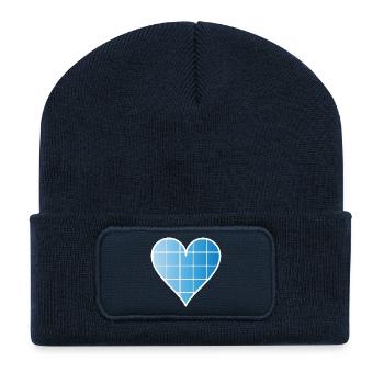 Solarzelle als Herz für positive Energie - Recycelte Patch Beanie - French Navy - Vorne