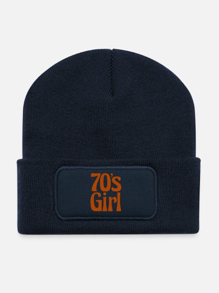 70s GIRL Siebziger Jahre 70s 70er - Recycelte Patch Beanie - French Navy