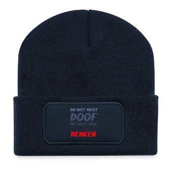 Du Hast Nur Pech Beim Denken Lustig Shirt - Recycelte Patch Beanie - French Navy - Vorne
