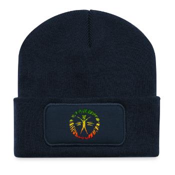 Hippie Reggaezeichen mit Farbverlauf - Recycelte Patch Beanie - French Navy - Vorne