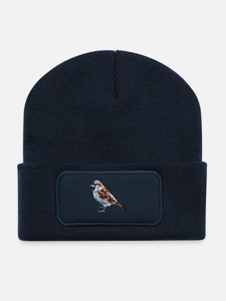 Vogel Spatz  - Recycelte Patch Beanie - French Navy