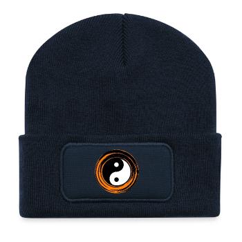 Yin-Yang orange - Recycelte Patch Beanie - French Navy - Vorne