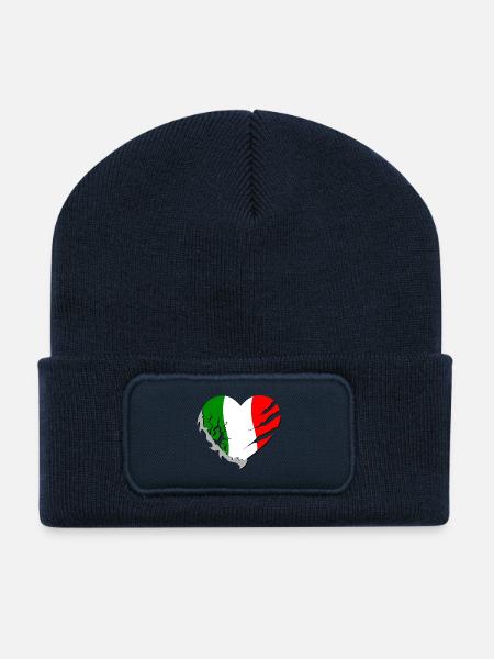 herz Italien - Heart Italy - Recycelte Patch Beanie - French Navy