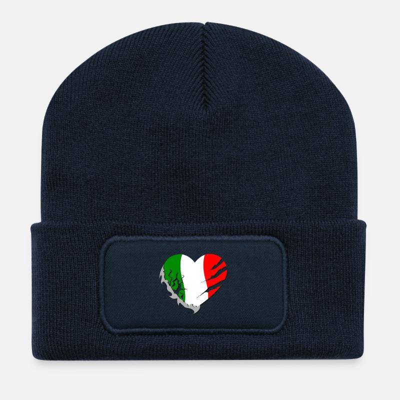 herz Italien - Heart Italy - Recycelte Patch Beanie - French Navy