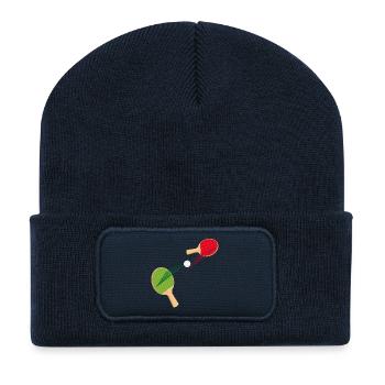 deux raquettes de ping-cong avec balle - Beanie recyclé à patch - bleu marine - Devant