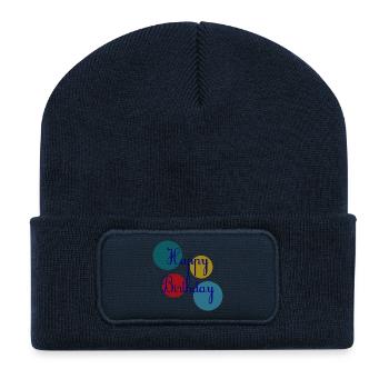 BIRTHDAY. HAPPY BIRTHDAY. HAPPY BIRTHDAY. - Recycled Patch Beanie - french navy - Front
