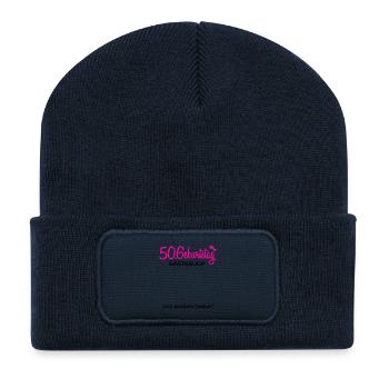 50 Geburtstag Gästebuch - 50 Jahre Geschenk - Recycelte Patch Beanie - French Navy - Vorne