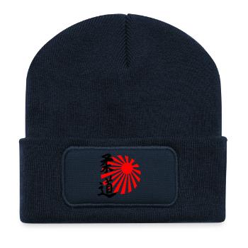 Judo kanji with japanese sun radiation - Recycled Patch Beanie - french navy - Front
