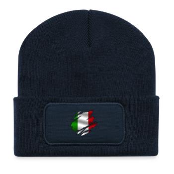 Italie - Italie - Torn design - Beanie recyclé à patch - bleu marine - Devant