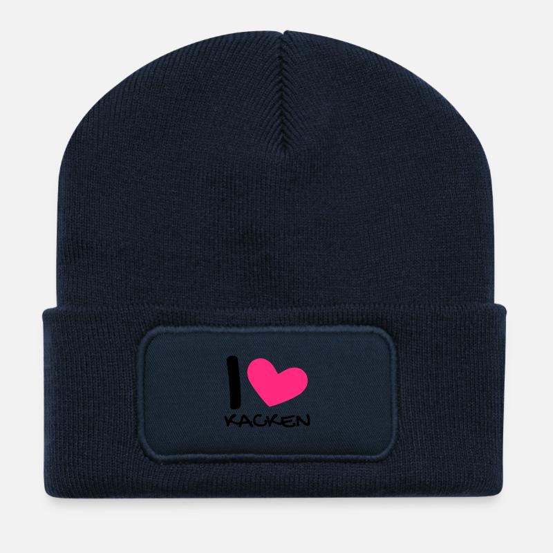 Ich liebe Kacken - Recycelte Patch Beanie - French Navy