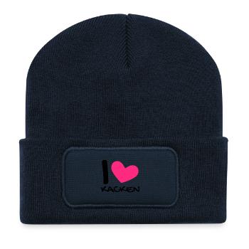 Ich liebe Kacken - Recycelte Patch Beanie - French Navy - Vorne