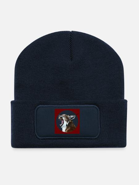 Luchs Wildkatzen Freiheit - Recycelte Patch Beanie - French Navy