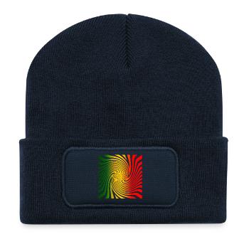 Psychodelisches Spiraldesign mit Regenbogenfarben - Recycelte Patch Beanie - French Navy - Vorne