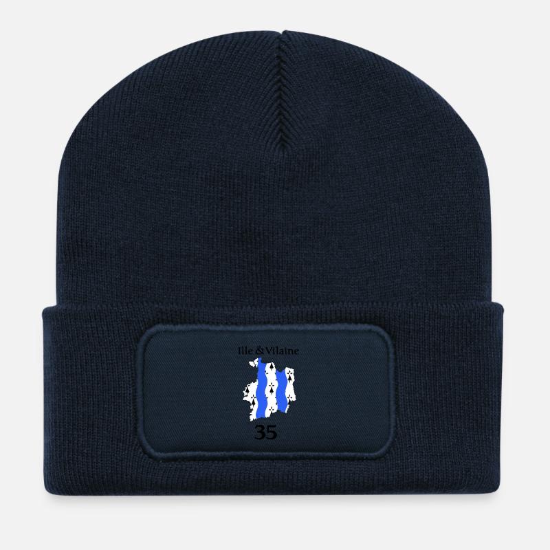 Ille et vilaine - Beanie recyclé à patch - bleu marine