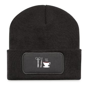 Chirurg Chirurgin Chirurgie OP Kaffee Geschenk - Recycelte Patch Beanie - Dunkelgrau - Vorne