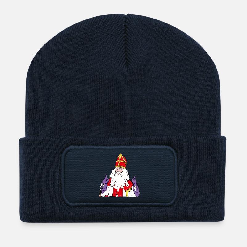 Sinterklaas Daumen hoch zwartepiet - Recycelte Patch Beanie - French Navy