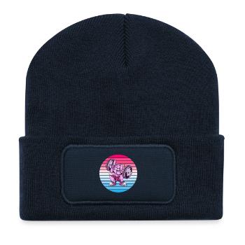 Conception de bodybuilder de lapin - Beanie recyclé à patch - bleu marine - Devant