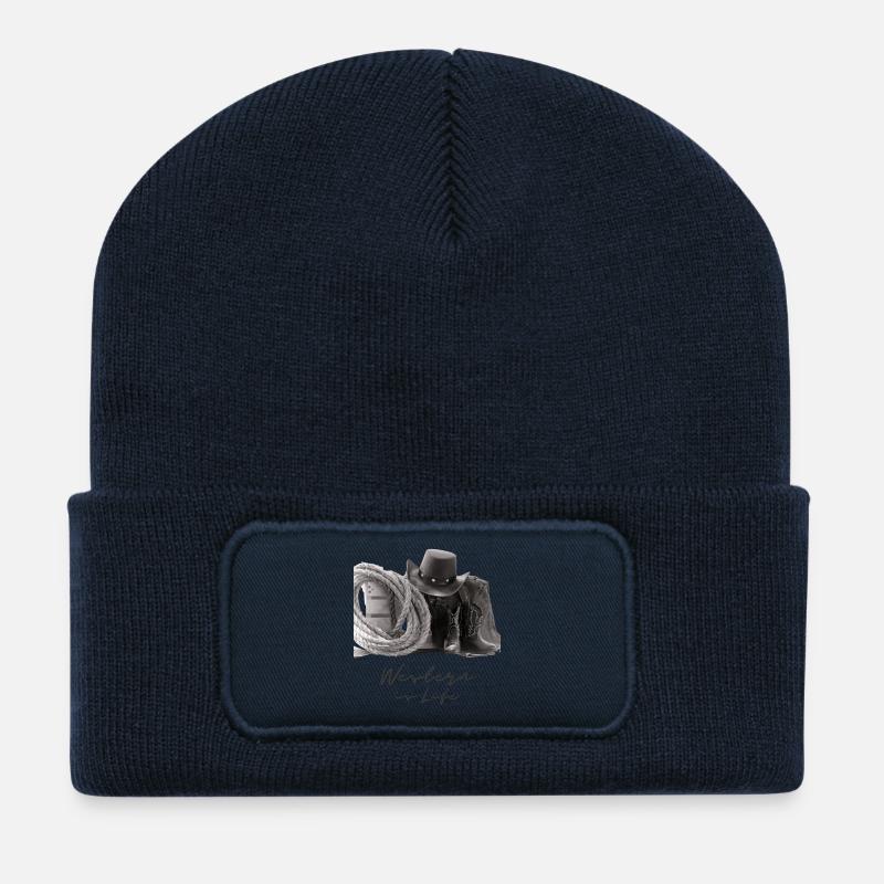 Lasso de bottes de cowboy Western Life - Beanie recyclé à patch - bleu marine