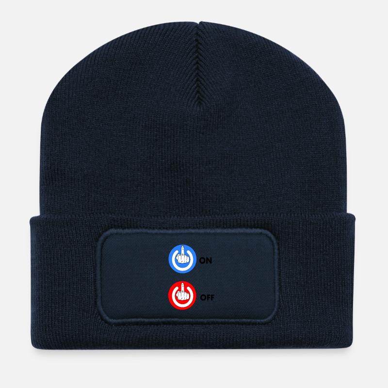 Mittelfinger EIN und AUS - Recycelte Patch Beanie - French Navy