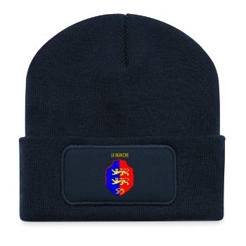 La Manche - Beanie recyclé à patch - bleu marine - Devant