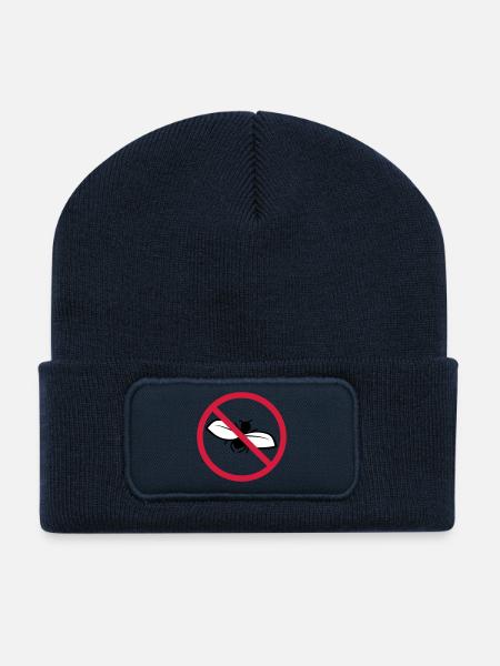 Fliege Verboten Schild - Recycelte Patch Beanie - French Navy