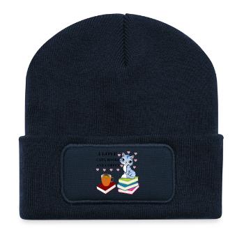 livres et café doux belle lecture - Beanie recyclé à patch - bleu marine - Devant