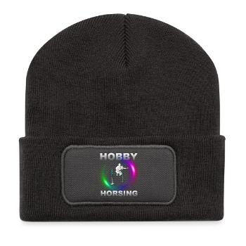 Hobby Horsing grün-lila - Recycelte Patch Beanie - Dunkelgrau - Vorne