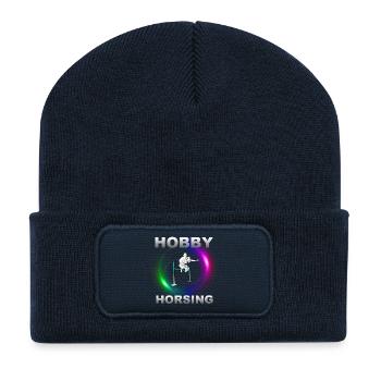 Hobby Horsing grün-lila - Recycelte Patch Beanie - French Navy - Vorne