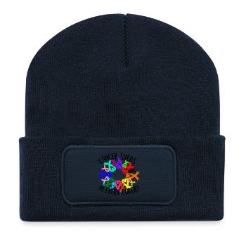 Le cancer aspire toutes les couleurs Conscience Krebs - Beanie recyclé à patch - bleu marine - Devant
