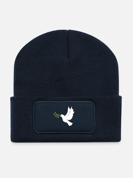 Colombe de la Paix - Beanie recyclé à patch - bleu marine