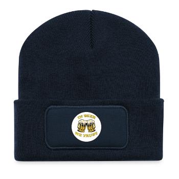 in beer we trust sticker Bier birra cerveza bière - Recycled Patch Beanie - french navy - Front