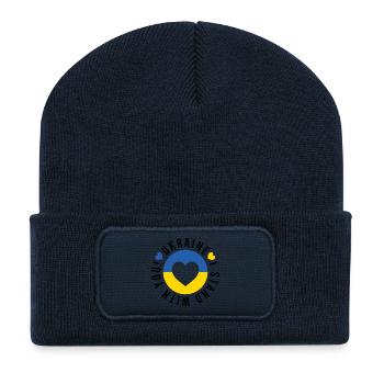 Ukraine! Ich stehe zu dir - Recycelte Patch Beanie - French Navy - Vorne