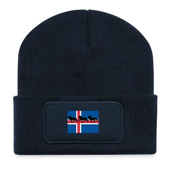 Islandflagge Tölter - Recycelte Patch Beanie - French Navy - Vorne
