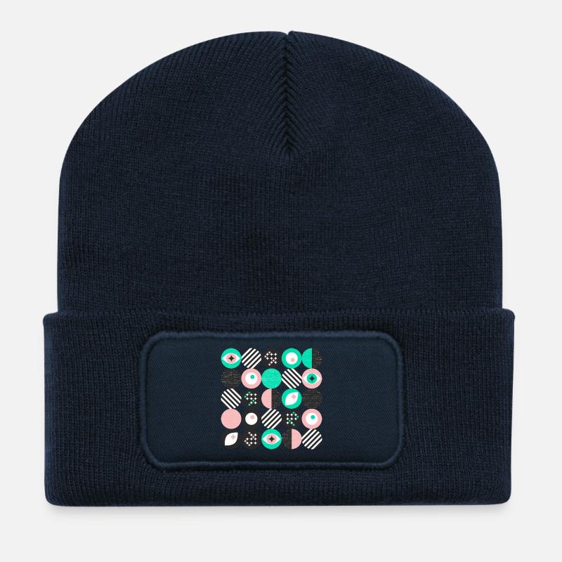 mutiger Minimalismus l Punkte l mint & pink - Recycelte Patch Beanie - French Navy
