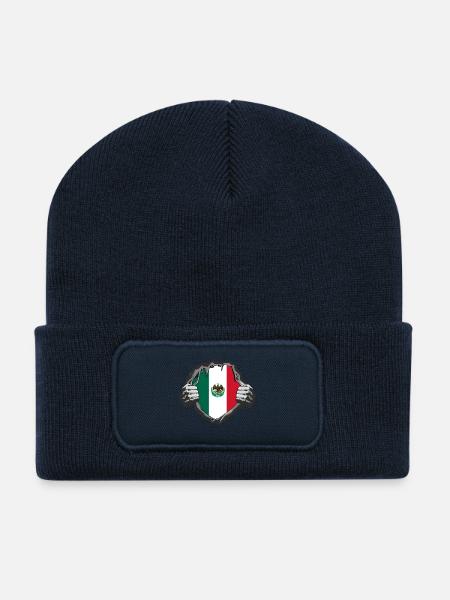 Mexiko Flaggen Design - Recycelte Patch Beanie - French Navy