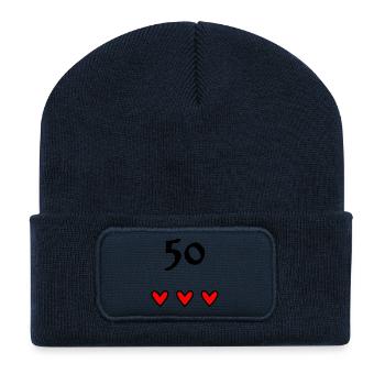50 ANS. 50e ANNIVERSAIRE. ANNIVERSAIRE 50 ANS - Beanie recyclé à patch - bleu marine - Devant