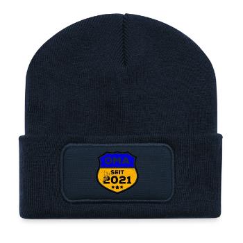 Seniorin Pensionistin Oma Statement Großmutter - Recycelte Patch Beanie - French Navy - Vorne