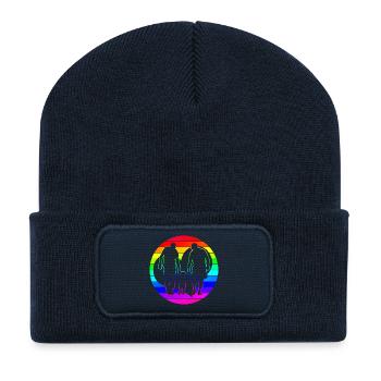 Cœur arc-en-ciel papa et papa grand-père et grand-père - Beanie recyclé à patch - bleu marine - Devant