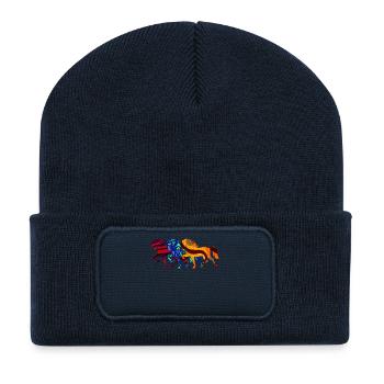 Cool Galopp Islandpferde Pferdeliebe Pferde - Recycelte Patch Beanie - French Navy - Vorne