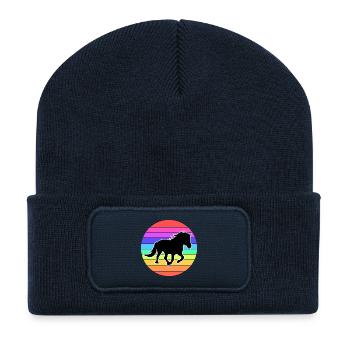 Icelandic Horses Horses Icelander Gallop Horse Fan - Recycled Patch Beanie - french navy - Front