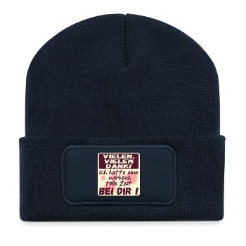 Dankbare Zeit - Abschiedssprüche - SICH BEDANKEN - Recycelte Patch Beanie - French Navy - Vorne