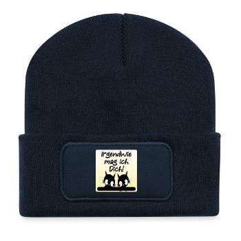 Liebesbekenntnis Katzen Paare - Recycelte Patch Beanie - French Navy - Vorne