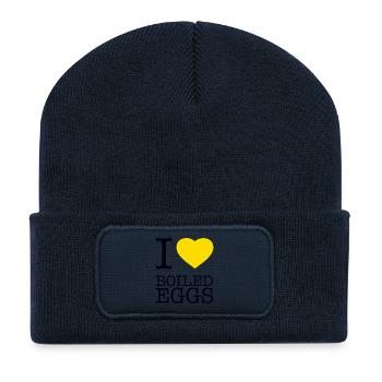 I LOVE BOILED EGGS Eier - Recycelte Patch Beanie - French Navy - Vorne