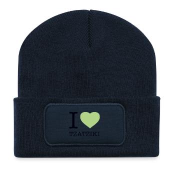I LOVE TZATZIKI Zaziki Gyros Griechenland - Recycelte Patch Beanie - French Navy - Vorne