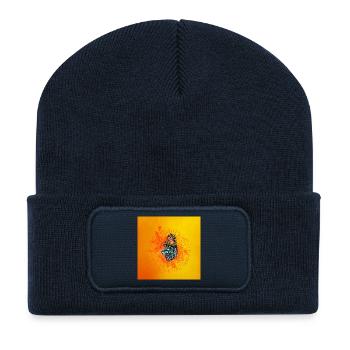 Toller Vogel und schicke Katze - Recycelte Patch Beanie - French Navy - Vorne