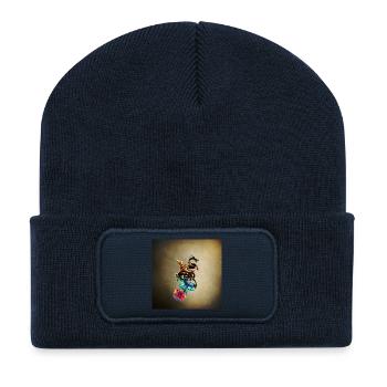 Beeindruckendes Auge mit Uhr und Drache. - Recycelte Patch Beanie - French Navy - Vorne