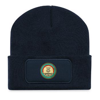 Wildschwein Vintage Design - Recycelte Patch Beanie - French Navy - Vorne