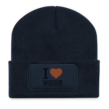 I LOVE MOUSSE AU CHOCOLAT Schokolade - Recycelte Patch Beanie - French Navy - Vorne