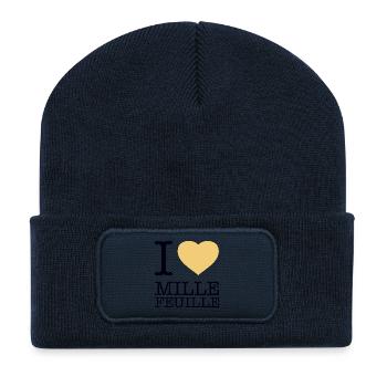 I LOVE MILLE-FEUILLE - Recycled Patch Beanie - french navy - Front