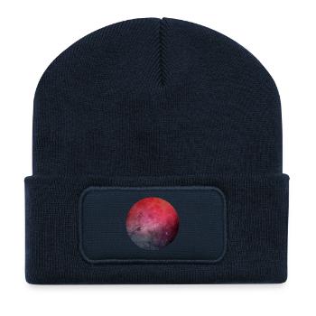 Galaktisches Farbenspiel auf Baumwolle - Recycelte Patch Beanie - French Navy - Vorne